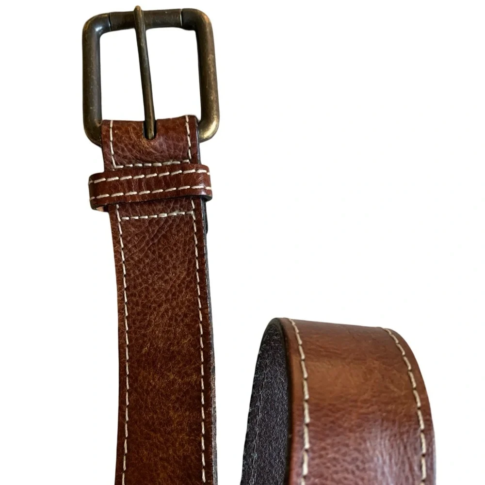 Men’s Banana Republic Brown Worn Broken-In Leather Bronze Buckle Belt
